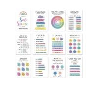 12 hojas de pósteres de esquina calmantes de 10 x 14 pulgadas, póster de consejería de salud mental inspirador para aula, oficina, carteles de esquina calmantes para aula