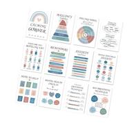 12 hojas de pósteres de esquina relajantes, póster inspirador de salud mental, tabla de sensación de pared para oficina, aula, 10 x 14 pulgadas, sala de asesoramiento, aprendizaje visual