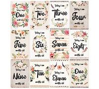 12 hojas de tarjetas mensuales para bebés de nacimiento a 12 meses, tarjetas de momento fotográfico, unisex, para niños y niñas, calcomanías de bebé para sobres