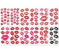 12 Hojas Pegatinas De Tatuajes Con Impresiones De Labios Accesorios De Maquillaje Para Conciertos De Festivales De Música De San Valentín Pegatinas De Pareja