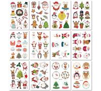 12 Hojas Pegatinas De Tatuajes Con Temática Navideña Y De Dibujos Animados Para Año Nuevo Pegatinas Faciales Impermeables Para Fiestas De Galletas Navideñas