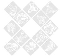 12 Hojas Plantillas Compactas de Animales, Plástico Blanco | Plantillas Decorativas Bricolaje, Hojas Prácticas para Dibujo, Uso Cómodo, Manualidades y Pared