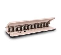 12 Hole Punch Perforadora de escritorio 6 hojas de capacidad Precision Pro Ajustable de baja fuerza de papel Perforadora de setas Suministros de oficina en casa(ROSADO)