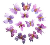 12 horquillas decorativas de doble capa con diseño de mariposa para bebés, niñas y niños pequeños (morado)