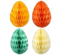 12 Huevos de Pascua de Papel de Seda para Colgar y Decorar - tamaño 7 cm Incl. Cinta - decoración de Pascua Ideal para arbustos y Ramas - Reutilizable - Pastel - Set 1