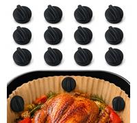 12 imanes de silicona resistentes al calor para airfryer, imanes para papel de horno Airfryer - Fija el papel de horno en cestas magnéticas de metal, evita que se deslice y se queme, reutilizable