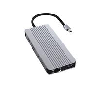 12-in-1 M.2 SSD /NVME USB 3.0 Splitter Hub RJ45 Gigabit Ethernet Port 3.5mm Audio Expander for PC Laptop