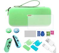 12 in 1 Nintendo Switch Accessory Bundle Kit Include Case & Screen Protector for Nintendo Switch Console, Remote Sensing Protective Cap, Joy-Con Case, USB Cable, Game Card Storage Box