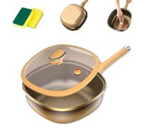 12 in Titanium Alloy Non-Stick Pot with Lid, Multi-Purpose Cooking Pan and Wok With Ergonomic Stay-Cool Handles for Frying, Stewing, Free cleaning cloth (A)