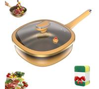 12 in titanium alloy non-stick pot with lid, Titanium ceramic pan, Multi-Purpose Deep Saute Pan with Steamer Basket, for Frying Stir-frying Stewing Cooking Methods (Pot+Lid)