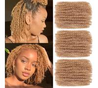 12 Inch Afro Kinky Curly Braiding Hair Bulk for Dreadlock Extensions 3 Packs Black Marley Twist Hair Bulk for Mini Twist Repair Locs Spring Afro Twist Hair Bulk, 30g /Pack (27#, 8inch)