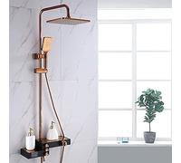 12- Inch Thermostatic Shower Set Shower System with Temperature Display Wall Mount Shower Faucet Set with Rainfall Shower Head Handheld Shower and Tub Spout Faucet