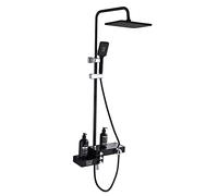12- Inch Thermostatic Shower Set Shower System with Temperature Display Wall Mount Shower Faucet Set with Rainfall Shower Head Handheld Shower and Tub Spout Faucet