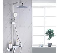 12- Inch Thermostatic Shower Set Shower System with Temperature Display Wall Mount Shower Faucet Set with Rainfall Shower Head Handheld Shower and Tub Spout Faucet