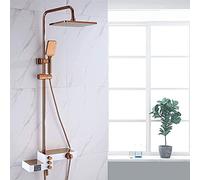 12- Inch Thermostatic Shower Set Shower System with Temperature Display Wall Mount Shower Faucet Set with Rainfall Shower Head Handheld Shower and Tub Spout Faucet