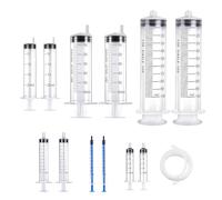 12 jeringas de 1 ml/5 ml/10 ml/20 ml/60 ml/100 ml, sin jeringa de aguja con tapa, jeringas estériles envasadas, jeringa grande con manguera, set de jeringas para experimentos cocina jardín