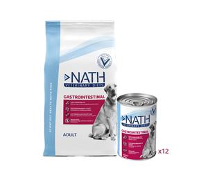 12 kg + 12 latas x 400 g Pack Nath Gastrointestinal - pienso y comida húmeda para perro ¡Pack ahorro!