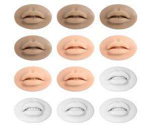 12 labios 3D falsos, labios de silicona para práctica de maquillaje, labios falsos suaves para práctica de tatuajes, suministros de entrenamiento para práctica y exhibición de maquillaje permanente