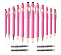 12 lápices capacitivos 2 en 1 con punta de lápiz capacitivo, bolígrafo de metal de tinta negra de 1,0 mm para pantallas táctiles (oro rosa y rosa)