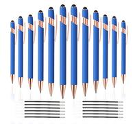 12 lápices capacitivos 2 en 1 con punta de lápiz capacitivo, bolígrafo de metal de tinta negra de 1,0 mm para pantallas táctiles (oro rosa y azul claro)