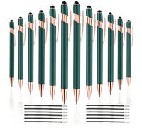 12 lápices capacitivos 2 en 1 con punta de lápiz capacitivo, bolígrafo de metal de tinta negra de 1,0 mm para pantallas táctiles (oro rosa y verde)