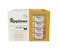 Applaws 100% Natural Comida Húmeda para Gatos Adultos Selección de Pollo en Caldo - Paquete de 12 latas de 70g