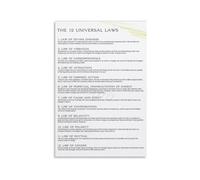 12 Laws of The Universe Canvas Print Spiritual Wall-Art for Room Yoga Studio Home Office Decor(Framed,12x18inch(30x45cm))