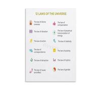 12 Laws of The Universe Canvas Print Spiritual Wall-Art Poster for Yoga Studio Room Home Office Decor