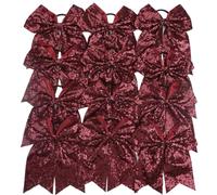 12 lazos de cola caballo con lentejuelas brillantes for niñas, grandes animadora, coleteros elásticos for el cabello(Wine red)
