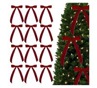 12 Lazos de Terciopelo Rojo para Árbol de Navidad, Cinta Burdeos, Mini Lazo Vino, Decoración Navideña, Lazo de Regalo