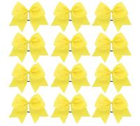 12 lazos elásticos grandes for el pelo, accesorios for animadoras adolescentes Para Animadoras(Yellow)