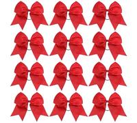 12 lazos grandes for animadoras, elásticos y sólidos, hechos a mano, for la escuela, universidad, las, niñas adolescentes, accesorios for el cabello Para Animadoras(Red)