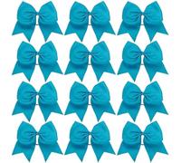 12 lazos grandes for animadoras, elásticos y sólidos, hechos a mano, for la escuela, universidad, las, niñas adolescentes, accesorios for el cabello Para Animadoras(Sky Blue)