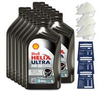 12 Litro Original Shell Helix Ultra Ect 5W30 C3 Aceite MB BMW Opel Acea C3 Set