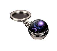 12 llaveros de constelación modernos luminosos de metal con forma de bola de cristal de piedra del tiempo, colgante de doble cara, accesorios, regalos, escorpio, Libra, Libra