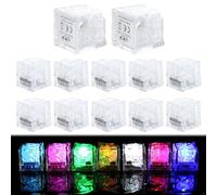 12 luces LED de cubitos de hielo, multicolor con sensor de líquido, cubos de hielo con luz de neón,cubos de hielo alimentados Cubitos de Hielo LED Decoración para festival hotel bar boda fiesta