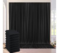 12 m × 3 m sin Arrugas Cortinas sobre Fondo Negro para la Fiesta de Boda, 8 Paneles de poliéster Negro de 1,5 m × 3 m Fondo Teatro decoración cumpleaños Baby Party Nupcial Ducha fotografía