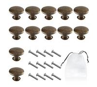 12 manijas de puerta de gabinete, con 1 bolsa de almacenamiento, pomo de cajón de cobre antiguo, anillo de tracción para muebles, mango de armario redondo (30 mm, con tornillo)