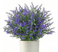 12 Manojos de Lavanda Artificial Flores Artificiales Realistas Flores Plásticas Violetas Elegantes Plantas Artificiales Decorativas Adecuadas para Jardín Cafetería Oficina Librería Galería de Arte