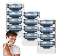 12 maquinillas de afeitar compatibles para hombre, diseño antiobstrucción, tecnología de bisagra frontal, hojas Gillette, nanomálainas de 3 capas para suaves