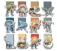 12 marcapáginas magnéticos, regalos de cumpleaños infantiles, marcapáginas magnéticas para niños, fans de dinosaurios, calendario de Adviento, relleno para niños y niñas, regalo de Navidad para
