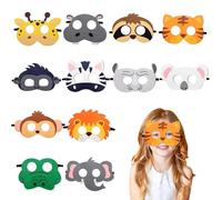 12 mascarillas de animales, fiestas de animales, decoración de selva, cumpleaños, máscaras de animales para niños, decoración de la selva, máscaras de animales para pintar, máscara de animales