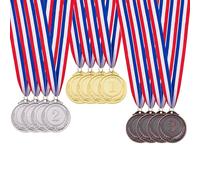 12 medallas de premio de oro, plata, bronce para premios, medallas olímpicas para niños, medallas ganadoras para competiciones, fiestas y aliento, medallas de 5 cm con cintas, medallas de oro para