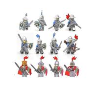12 Medieval Action Figures Army Minifigures Toys for Black Dragon Knight Red Lion Soldier Set
