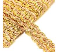 12 metros de cinta de encaje de curva brillante trenzada tela de adorno de encaje dorado para ropa de cama accesorios de ropa tela de costura DIY cortina de encaje 8-L11