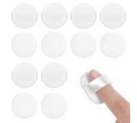 12 mini esponjas para polvo con soporte para dedos, borla de dedos, suave, para maquillaje de cara y ojos, para polvos sueltos y prensados