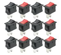 12 Mini Interruptor Basculante Spst - 2 Vías, KCD11 2Pin 3a 250V CA, 6a 125V CA, ON/OFF Barco Rocker Switch Negro Rojo, 15 X 10 mm para Coche, Barco, Electrodomésticos