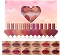 12 mini labiales en forma de corazón, labiales mate de larga duración, resistentes al agua y no pegajosos, set de brillo labial a prueba de manchas, colores mate hidratantes