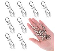 12 Mini Mosquetones con Llavero, Pequeños Llaveros Plateados De Aleación De Zinc, para Deportes Al Aire Libre, Camping, Viajes, Pesca, Senderismo Y Senderismo