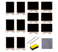 12 mini pizarras con 2 bolígrafos de pizarra, 1 borrador de pizarra y trapo, tablero de mensajes de escritorio, tablero de logotipos para bodas, restaurantes, bares